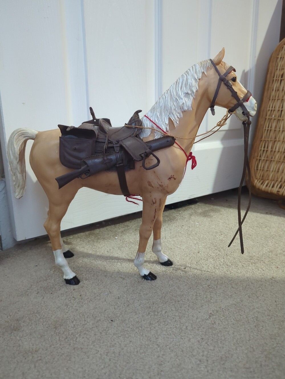 Vintage Louis Marx 1960's Johnny West Palomino Horse Thunderbolt Saddle & bags +